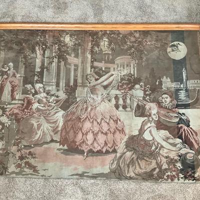 Vintage Tapestry Wall Hanging with Ballroom Scene