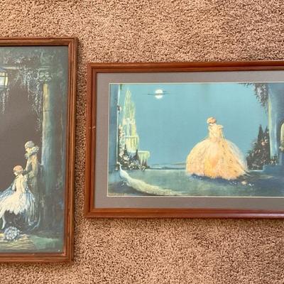Pair of Framed Vintage Romantic Prints