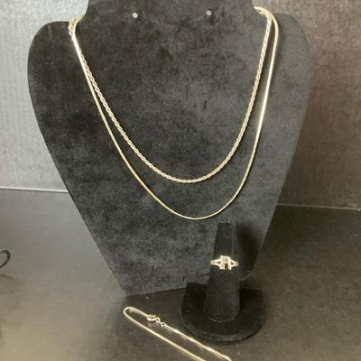 Sterling Silver Necklace, Bracelet, and Ring Set