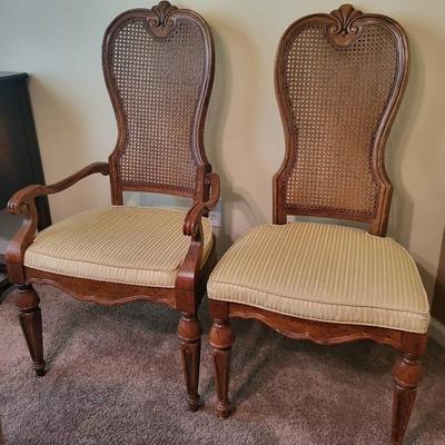 Pair of Vintage Cane-Back Dining Chairs