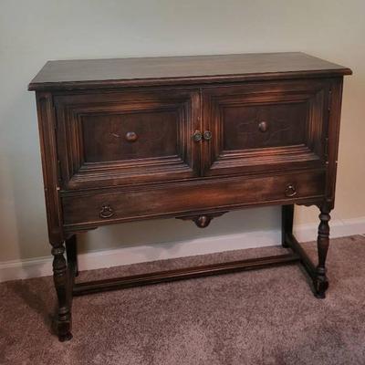 Vintage Wood Sideboard Cabinet with Turned Legs