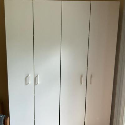 Pair of White Two Door Storage Cabinets 