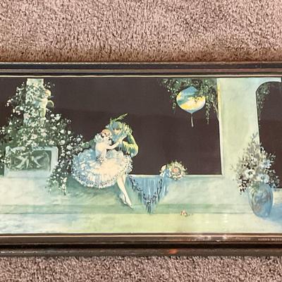 Framed Vintage Print of Elegant Garden Scene