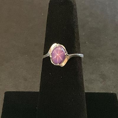 14K Ring with Star Sapphire-Style Lavender Stone