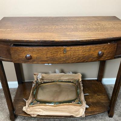 Antique Oak Console Table with Drawer