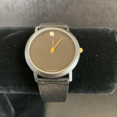 Movado Museum Watch with Black Leather Band