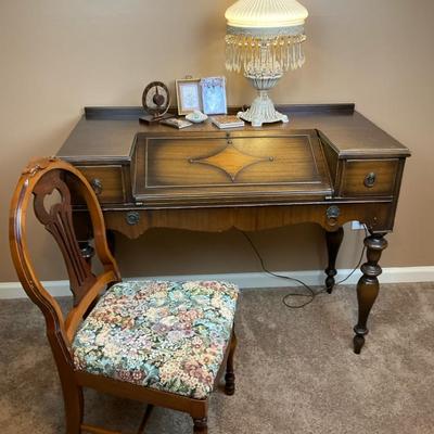 Antique Drop Front Desk with Chair