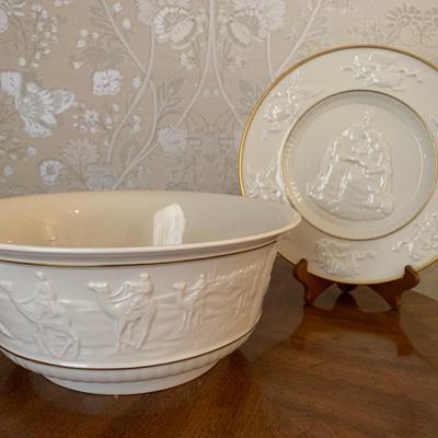 Ornate Bowl And Plate Depicting Nativity Scene