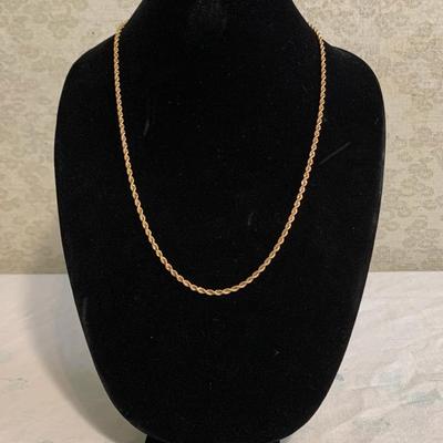 24 Inch 14 Karat Gold Rope Chain