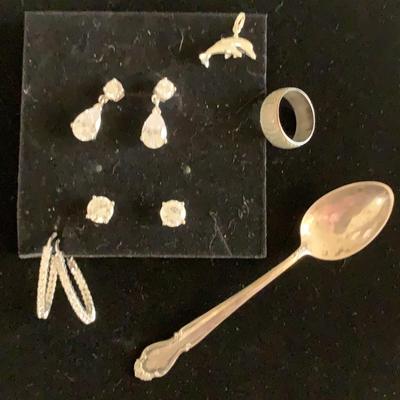 Lot Of Sterling Jewelry and A Sterling Spoon - Marked