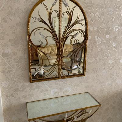 Vintage Mirror With Matching Hanging Shelf