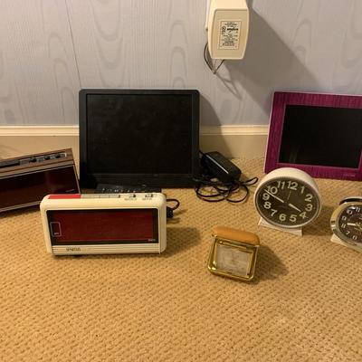 Vintage Clock Collection And Digital Photo Frame