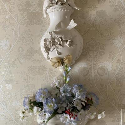 Hanging Porcelain Decor With Faux Flowers