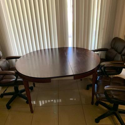 Wooden Table With Extending Leaf 