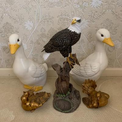 Bald Eagle Figurine With Other Bird Decorations