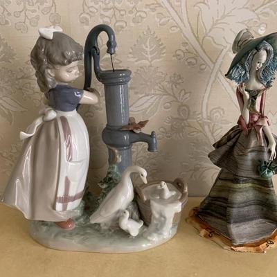 E. Tezza Figurine With Porcelain Figurine 