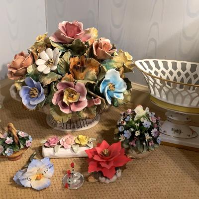 Porcelain & Capodimonte Style Porcelain Flower Basket