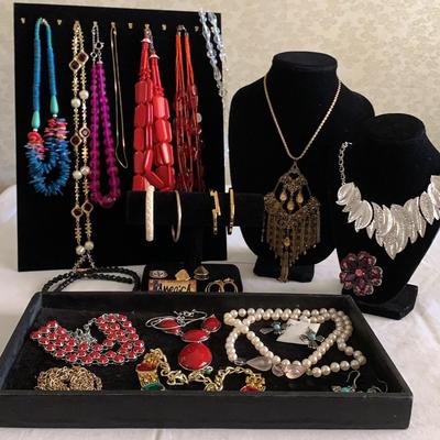 Lot A - Costume Jewelry -  Bracelets, Necklace Earrings Pins