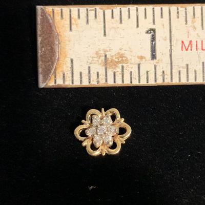 14K Gold Small Slide Pendant With Tiny Diamonds