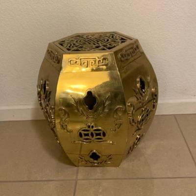 Vintage Brass Hexagonal Garden Stool