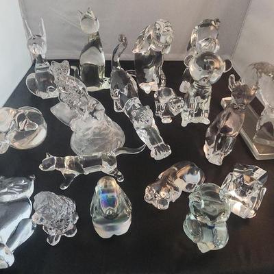 Crystal Glass Figures Cats and Dogs