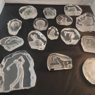 Crystal Glass Figures Flat Etched Animals and More