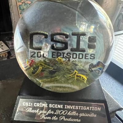 Television show crew gifts including this award for 200 EPISODES of CSI: CRIME SCENE INVESTIGATION. We have several show gifts,...