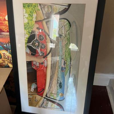 Vintage car dashboard print.
