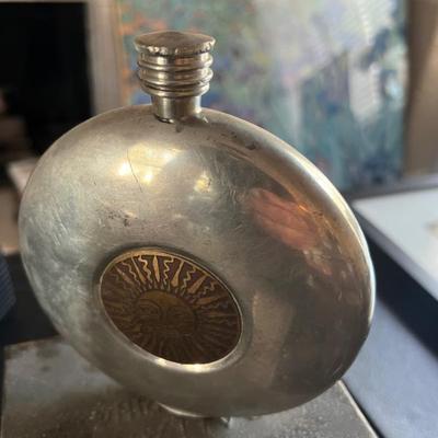 Pewter flask.