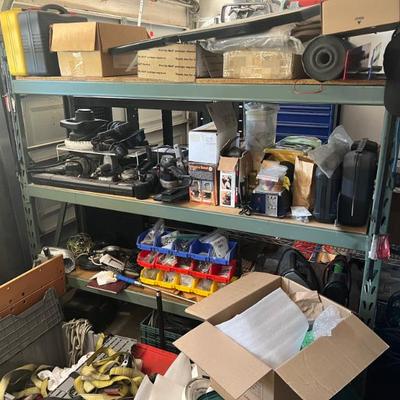DOZENS OF HARDWARE PIECES NEW IN THE BOX, CAR PARTS, AND MISC. GARAGE CRAP!