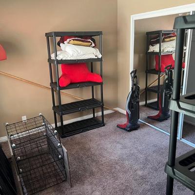 SHELF UNIT - PLASTIC AND LOUNGE PILLOWS..