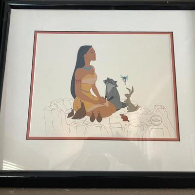 Pocahontas Disney framed and matted original cell w/ cert of authenticity.