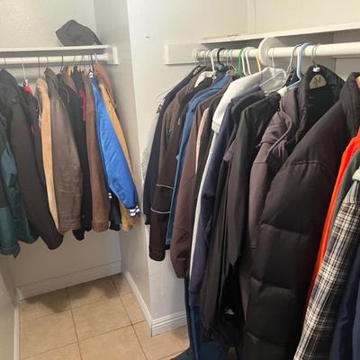 2 CLOSETS FILLED WITH MEN'S CLOTHES...