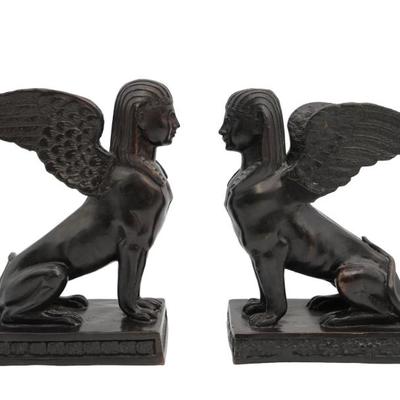 19th C bronze winged sphinx
