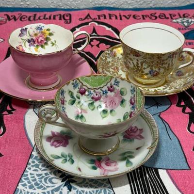 Teacups irish "wedding anniversary" linen