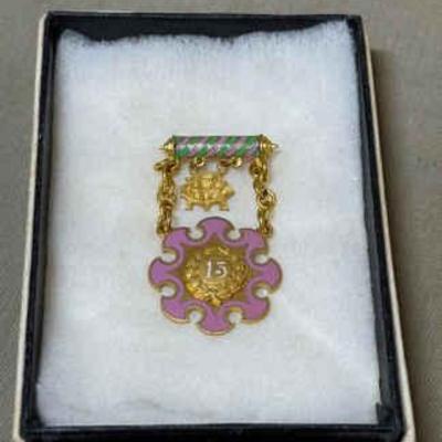 Vintage ioof odd fellows rebekah degree veteran 15 year member