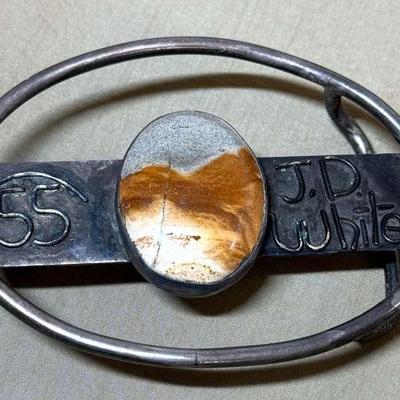 Sterling jd white belt buckle from his buddy mike"