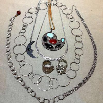 Southwest style pendant necklace other silver pieces