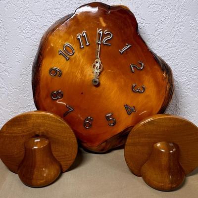 Myrtlewood bookends wall clock