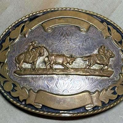 Sterling silver comstock western trophy belt buckle