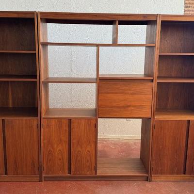 Mid century three piece media cabinet