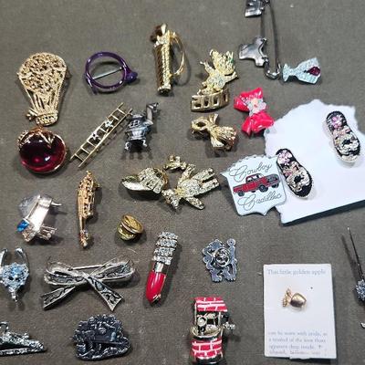 Mystery Lot of Brooches and Pins Depicting “Things”