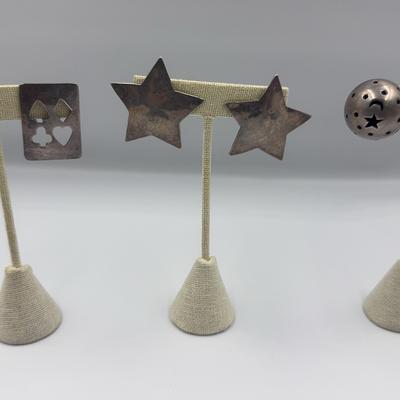 Sterling Earrings: Lucky Stars and Cards