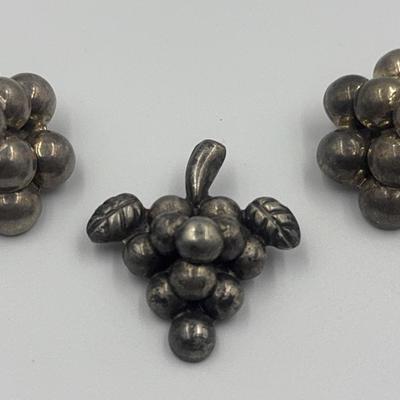 Sterling Brooch and Clip On Earrings 