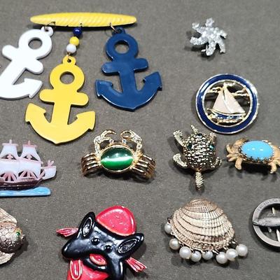 Ocean Creatures and Nautical Inspired Broaches 