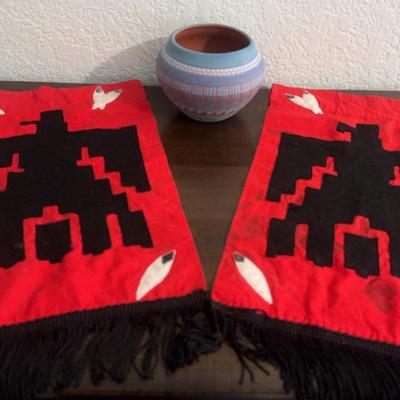 Vintage Children’s Navajo Art and Artist Signed Colorful Pottery 