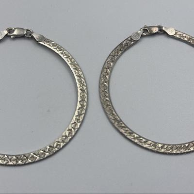 Two Italian Sterling Flat Chain Bracelets