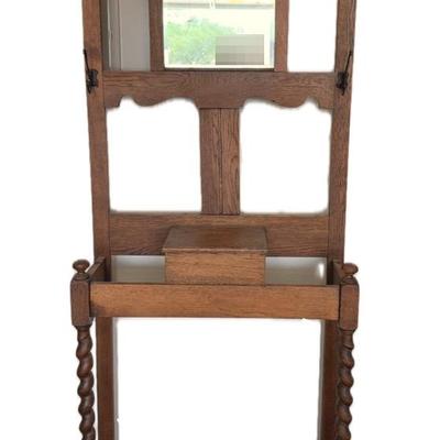 Antique Hat Rack with Beveled Mirror