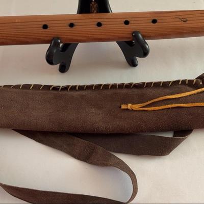 Native American Style Flute And Leather Holder