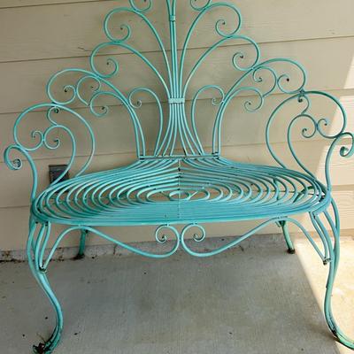 Turquoise Metal Patio Loveseat 